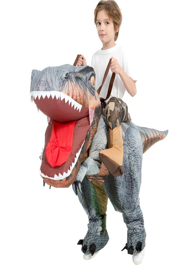 One Casa Inflatable T Rex Costume Kids,Blow Up Dinosaur Suit,Ride On Halloween Costumes for Boys Girls (4-6YRS) - Image 4